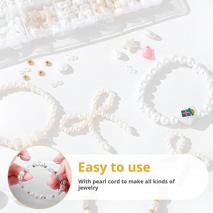 Pearl Beads for Jewelry Making Bracelet Making Kit for Adult Pearl Beads for Bracelets Bracelet Bead Kits Jewelry Making Kit for Necklaces Earrings DIY Crafts