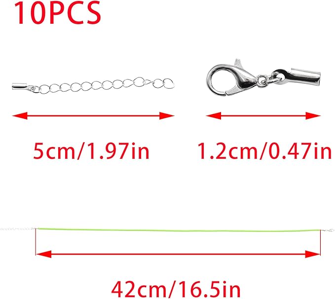 10 Pcs 2.0mm Leather Necklace Cords with Clasp,Waxed Cords,Necklace Ropes for Pendants and Jewelry Making(Light Green)