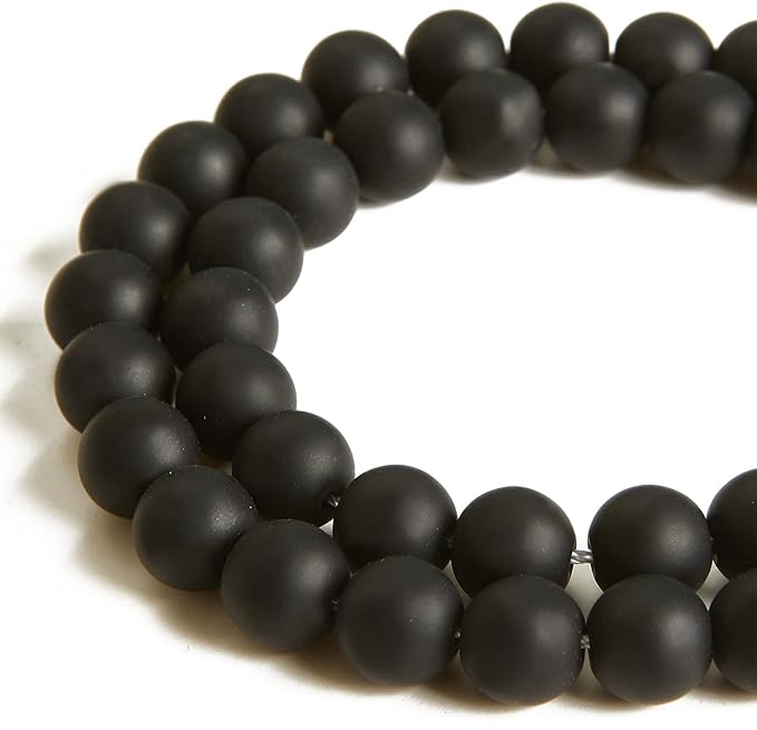 100pcs 8mm matte black beads natural gemstone beads round loose beads for jewelry making