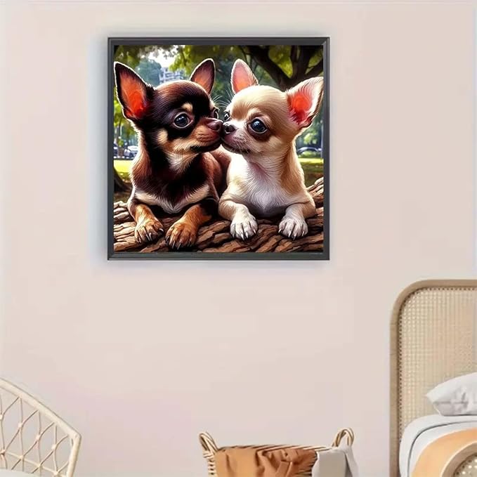 GEMFAMILY Animals Diamond Art Kits for Adults,Chihuahuas Dog 5D Diamond Painting kit for Beginner,DIY Full Round Drill Diamond Gem Art Crafts for and Home Wall Decoration 13.8 x 13.8 inch