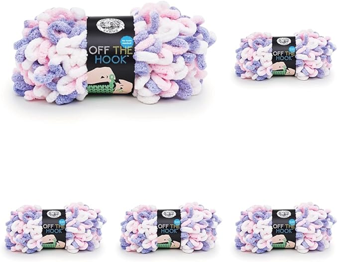 Lion Brand Yarn Off The Hook Yarn, Bulky No-Needle Craft Yarn for Crocheting, Hand-Knitting Yarn, 5-Pack, Unicorn