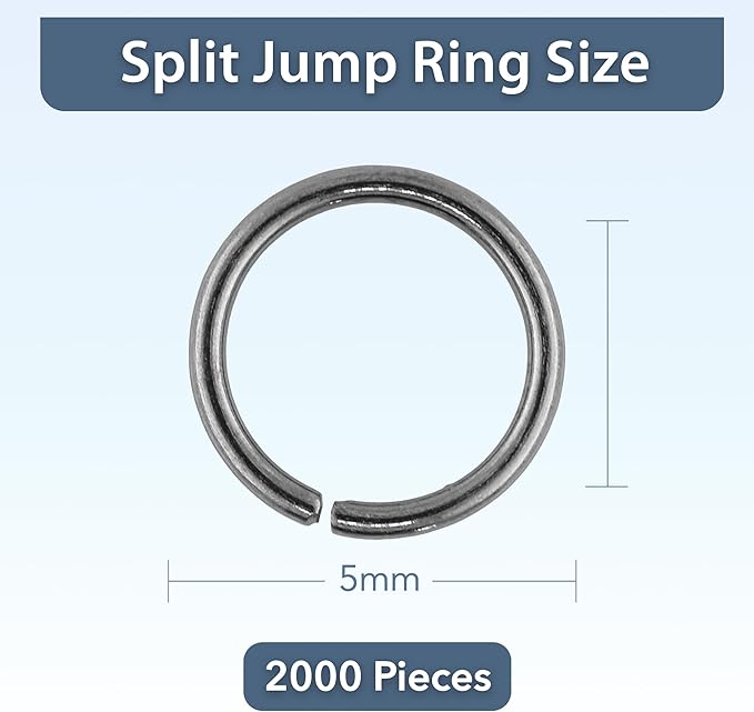 Mandala Crafts Assorted Gunmetal Jump Rings Jewelry Findings Metal O Rings for Jewelry Making Supplies - 2000 5mm Small Open Jump Rings Kit for Necklace Earring