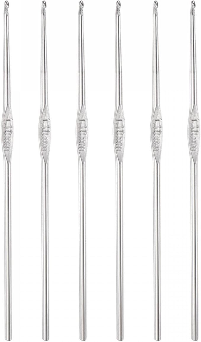 uxcell Stainless Steel Crochet Hook 1.1mm US Size 11 Knitting Needles for DIY Craft Yarn 6Pcs
