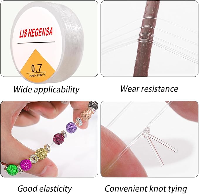 Elastic Bracelet String Cord Stretch Bead Cord for Jewelry Making and Bracelet Making Kits Transparent Stretchy String for Bracelets (Transparent 230ft/70M(0.7mm))