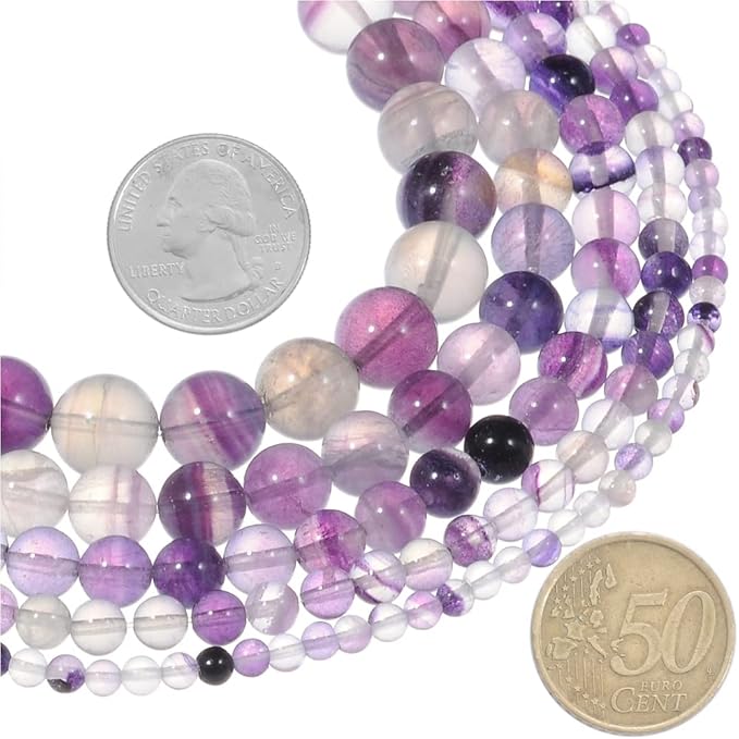 12mm Natural Purple Fluorite Gemstone Round Loose Beads Crystal Stone Bracelet Necklace Accessories Crafts for Jewelry Making DIY,1 Strand 15"