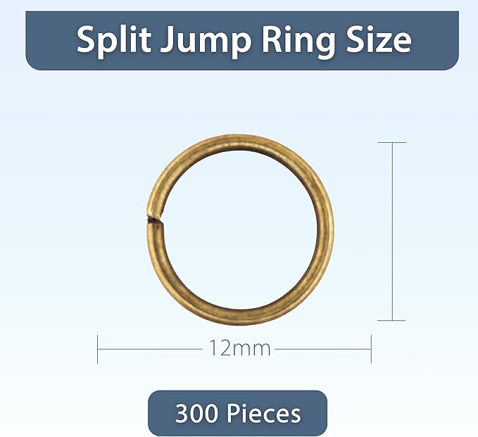 Mandala Crafts Assorted Antique Brass Jump Rings Jewelry Findings Metal O Rings for Jewelry Making Supplies - 300 12mm Small Open Jump Rings Kit for Necklace Earring