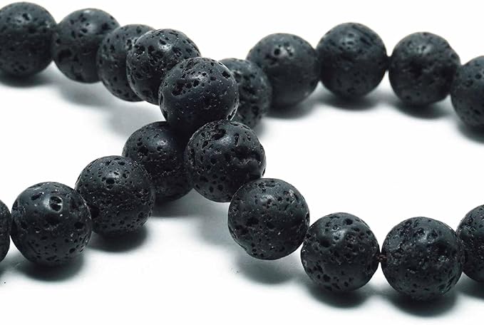 Natural Stone Beads for Jewelry Making - 10mm Gemstone Round Beads for Bracelets(34-37pcs, Lava)