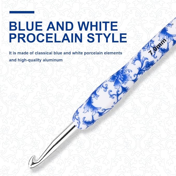 BCMRUN 7 mm Large Crochet Hook, Ergonomic Grip Soft Handles Crochet Hook for Arthritic Hands, Extra Long  Knitting Needles for Beginners and Crocheting Yarn (7.0mm)