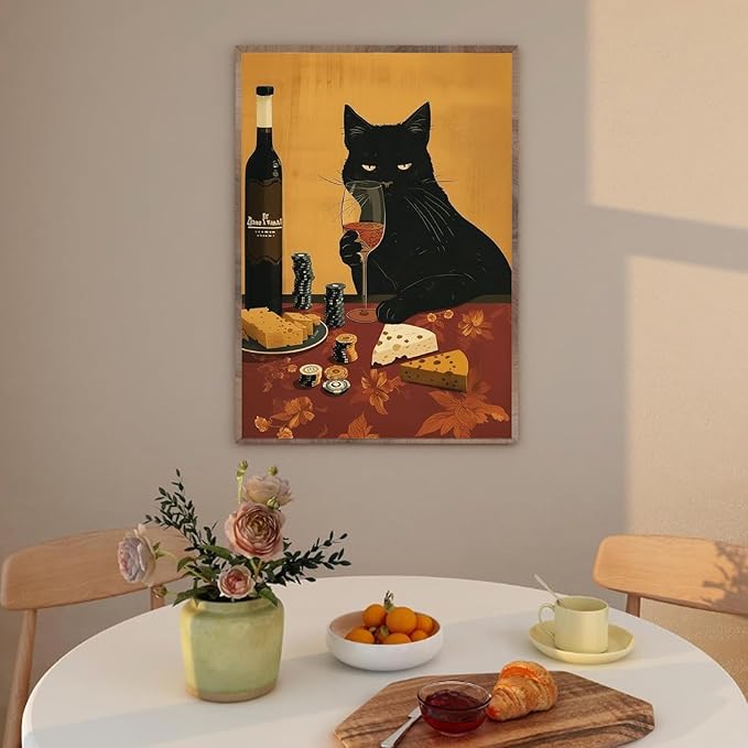 ARPADAMO Diamond Art Kits for Adults,5D Animal Diamond Painting DIY Black Cat Diamond Art Diamond Painting Kits for Adult,Round Full Drill Diamonds, Diamond Art Kits for Home Decor-12x16inch