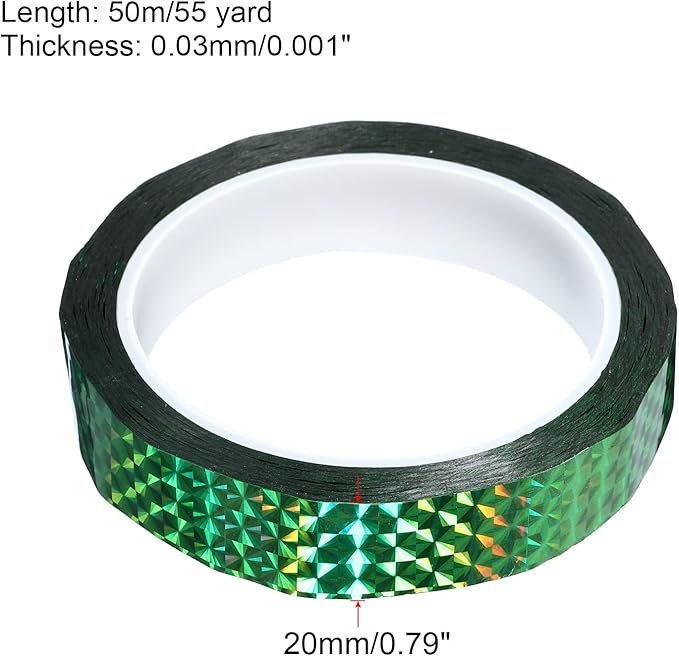 PATIKIL Prism Tape 0.8 Inch x 55 Yards, Holographic Metalized Reflective Adhesive for Detailing Accent Wall Decor Art, Green