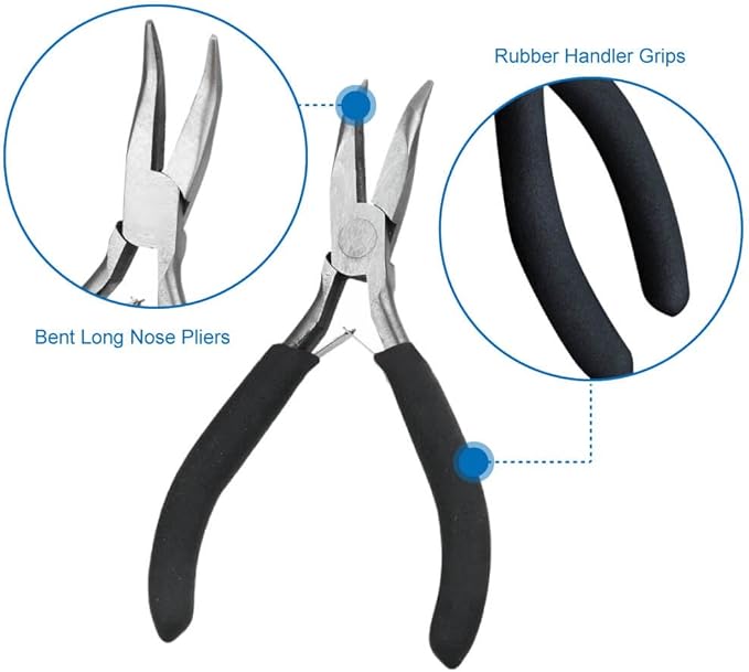 Anezus Jump Rings for Jewelry Making Supplies with Jump Ring Pliers (1200Pcs Dull Silver and Bright Silver)