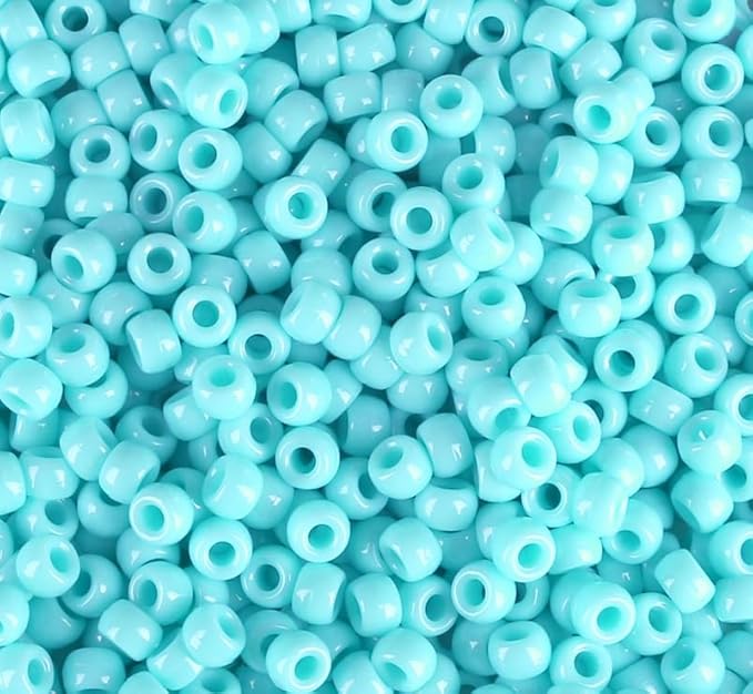 Light Turquoise Blue Pony Beads 1000Pcs 9mm Pony Beads Bulk Light Blue Beads for Friendship Bracelets Kandi Beads Hair Beads for Braids Turquoise Beads for Crafts
