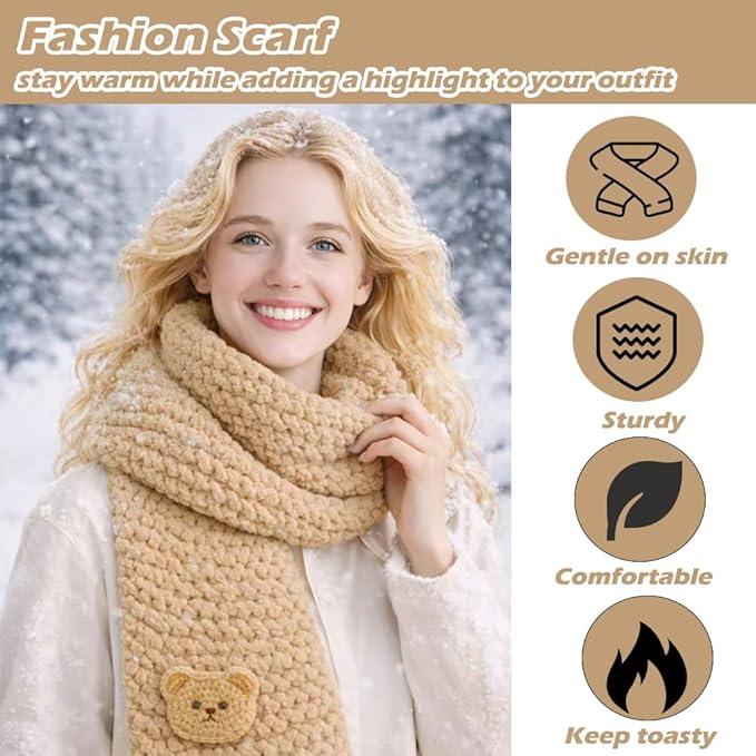 Novelchet Scarf Knitting Loom Kit for Beginners,Knitting Loom Set with Plush Yarn,Knitting Needle and Circular Needle for Scarf,Best Gift