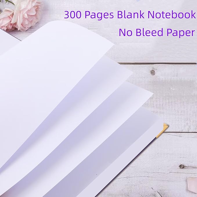 Blank Spiral Notebook, Sketch Book, 8.5" x 11", 300 Pages Hardcover Leather Sketchbook, Large Unlined Notebook Journal for Women Men, No Bleed Thick Paper Sketchbook for Drawing, Purple Sketch Books