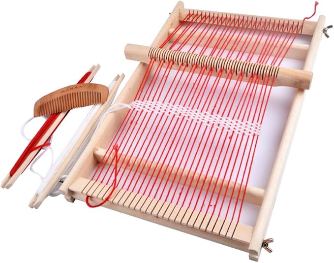RRigo Weaving Loom Kit, 15.7" H x 11.8" W Wooden Tapestry Looms, Large Weaving Frame to Handcraft for Beginners, Came Pre-Warped for Quick Start
