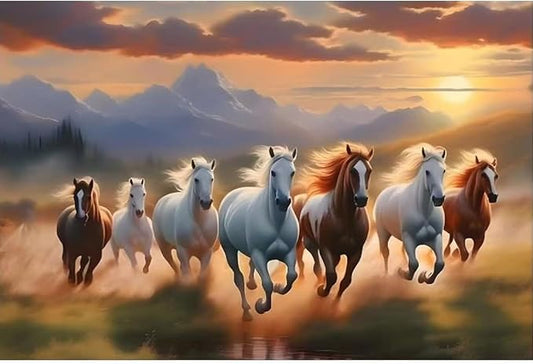 GEMFAMILY 5D Diamond Art Kits for Adults,Diamond Painting Kits for Running Horses,DIY Full Round Drill Diamond Dots Gem Art Crafts Kits for Home Decor 12 x 16 Inch