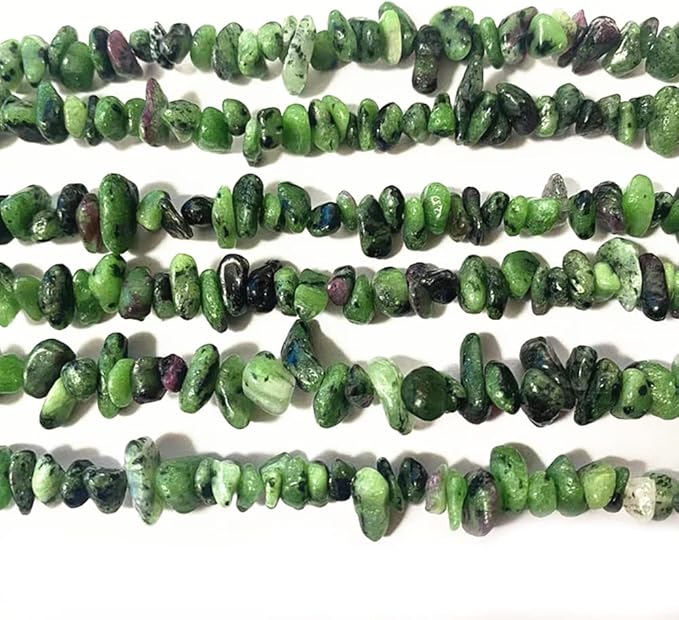 7-8mm Natural Ruby Zoisite Gemstone Chips Beads Healing Crystals Waist Bracelets Necklace Kit Irregular Stone DIY Crafts Design Jewelry Making
