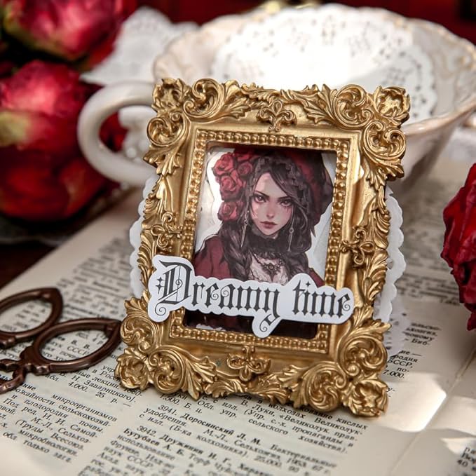 Pre-Cut Gothic and Vintage Sticker Book Set, 40 Pages of Dark Rose and Urban Street Ephemera for Scrapbooking, Journaling, DIY Crafting, and Art Supplies