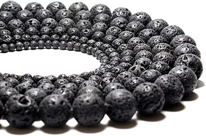 Natural Stone Beads 100pcs 6mm Black Lava Round Genuine Stone Beading Loose Gemstone Hole 1mm DIY Beads for Essential Oil Yoga Bracelet Necklace Earrings Jewelry Making (Black Lava Stone Beads,6mm)