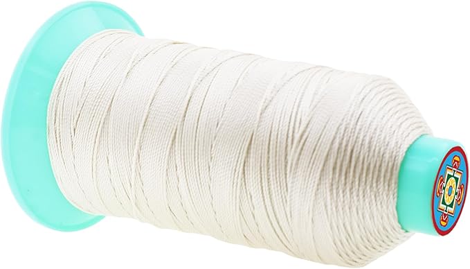 Mandala Crafts Size 346 210D T350 Bonded Nylon Thread - Off White 415 YDs Tex 350 Heavy Duty Sewing Threads for Leather, Jeans, Weaving, Outdoor Marine Upholstery