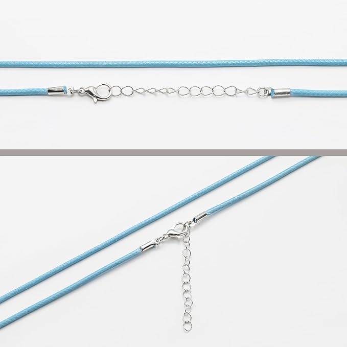 10 Pcs 2.0mm Leather Necklace Cords with Clasp,Waxed Cords,Necklace Ropes for Pendants and Jewelry Making(Turquoise)