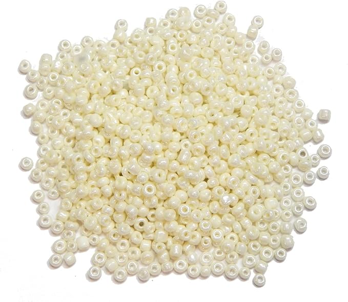Perlin Glass Seed Beads 4mm 6/0 Round 1100pcs Mini Small Pony Spacer Beads Kit for Jewelry Making Earrings Bracelets Pendants Waist DIY Handmade (Beige Opaque)