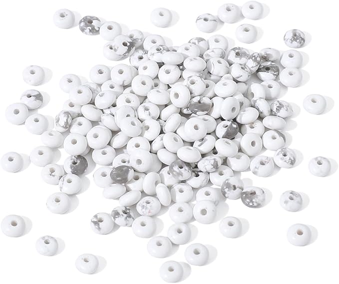 beadia natural white howlite disk stone beads 4x2mm 160pcs rondelle loose semi gemstone beads for jewelry making design