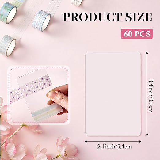 Crtiin 60 Pcs Washi Tape Cards Organizer with Storage Box –Portable Washi Tape Holder & Display Board for Scrapbooking, Journaling, DIY Crafts, Travel(Matte)