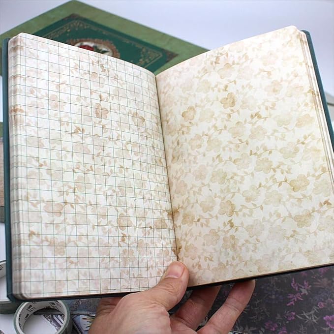 Diuhofart Vintage Scrapbooking Supplies Kit, 185pcs Junk Journal Kit with Scrapbook Paper Sticker Aesthetic Notebook Scrapbook Kit, Art Craft DIY Gift for Adult Women