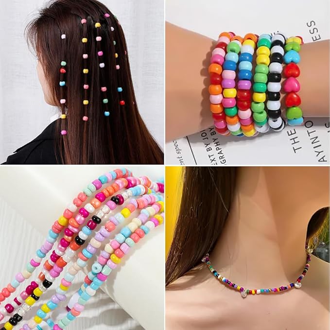 pony beads 4000 pcs,beads for bracelets,hair beads,beads for jewelry making,bracelet beads,plastic beads for crafts,beads for kids,hair beads for braids for girls,kandi jewelry (frosted color)