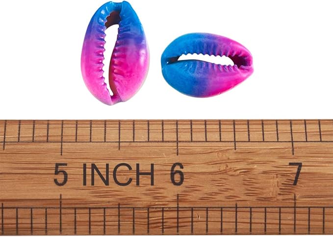 Cheriswelry 10pcs Deep Sky Blue Natural Cowrie Shell Beads Two Tone Spray Painted No Hole Seashell Ocean Summer Beach Loose Spacer Beads Charms 20~26mm for DIY Craft Bracelet Jewelry Making