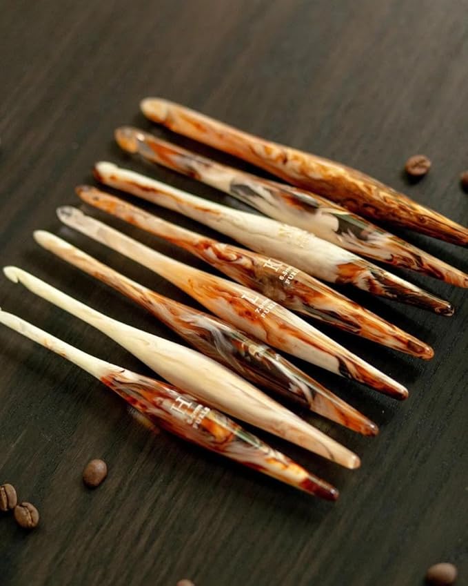 Furls Crochet Hook, Limited Edition Streamline Resin, Ergonomic Handle Crochet Hooks 7" (Latte, J - 6.00MM)