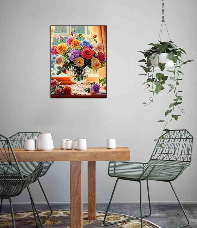 flower cross stitch kits for adults beginner,counted cross stitch kits printed stitching cute patterns dimensions needlepoint art crafts embroidery kits for adults beginners (15.7x11.8 inch)