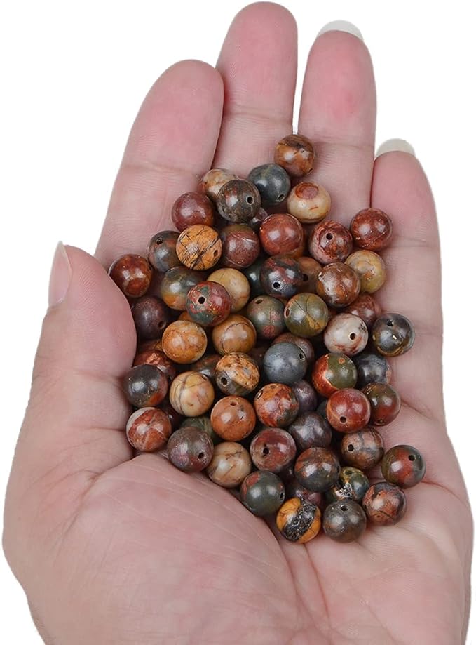 bymitel 140pcs natural crystal beads stone gemstone round energy healing loose beads with stretch cord for jewelry making bracelets anklets (picasso, 8mm 140pcs)