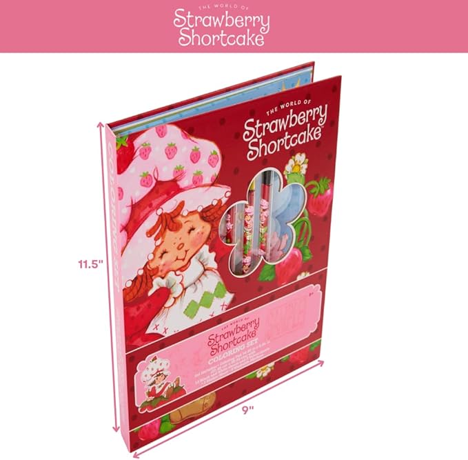 Strawberry Shortcake Coloring Book for Adults and Kids, Black & White Sheets, Velvet Coloring Pages, Stickers, Washable Markers