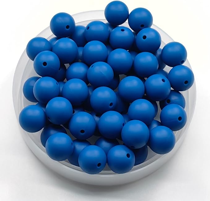 60Pcs 15mm Round Rubber Silicone Bead Bulk Loose Beads Gorgeous Making Kit for Keychain Tassels Necklace Bracelet Jewelry DIY Crafts Making