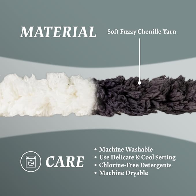 Super Soft Chunky Chenille Yarn – 8 Skeins × 8 oz (25 Yards Each) Jumbo Bulky Yarn for Crochet & Hand Knitting Blankets, Sweaters, Cushions, DIY Projects (Panda)