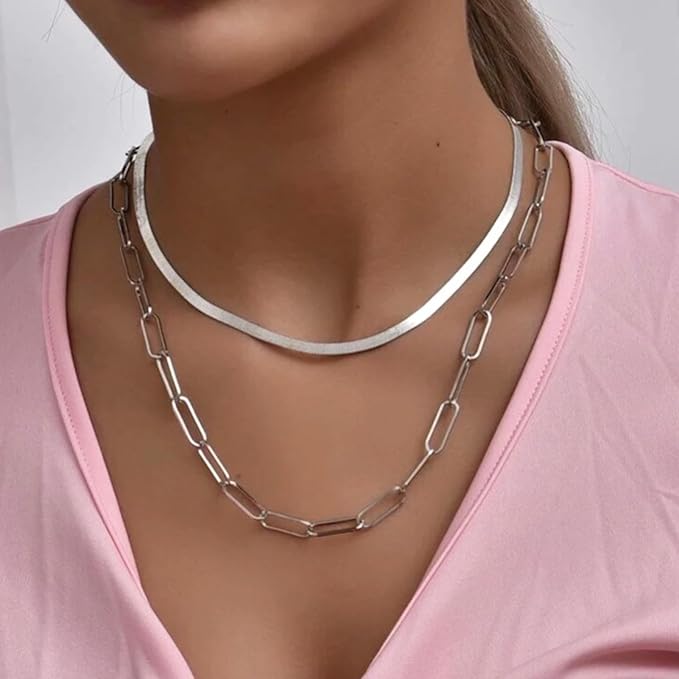 KYUNHOO Silver Jewelry Making Chain Roll Stainless Steel Paperclip Chains Bulk 5 Meters Long Craft Chain with Lobster Clasps Jump Rings for Men Women DIY Jewelry Supplies