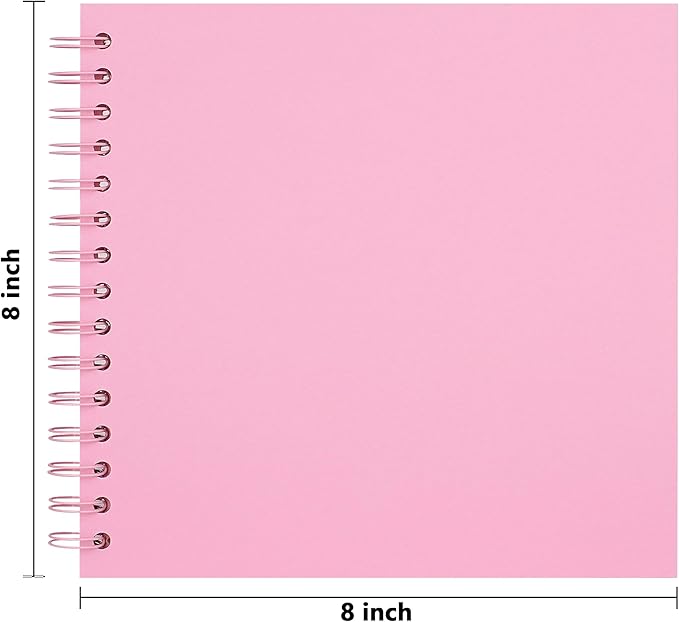 Vienrose DIY Scrapbook Album 8x8 Inch Hardcover Kraft Paper Scrap Book Photo Albums with 40 Blank Pages for Wedding Baby Shower, Pink