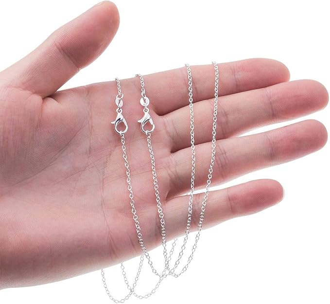 30 Pack Necklace Chains Bulk for Jewelry Making, Selizo Bulk Necklace Chains Silver Plated Cable Chains for Jewelry Making, 1.2 mm (18 Inches)