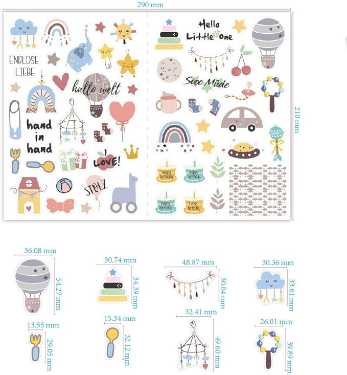 4 Sheets Baby Boy Scrapbook Supplies Stickers - Newborn Planner Journal Stickers for Memory Book, Baby Shower, Milestone, Baby's First Year Book