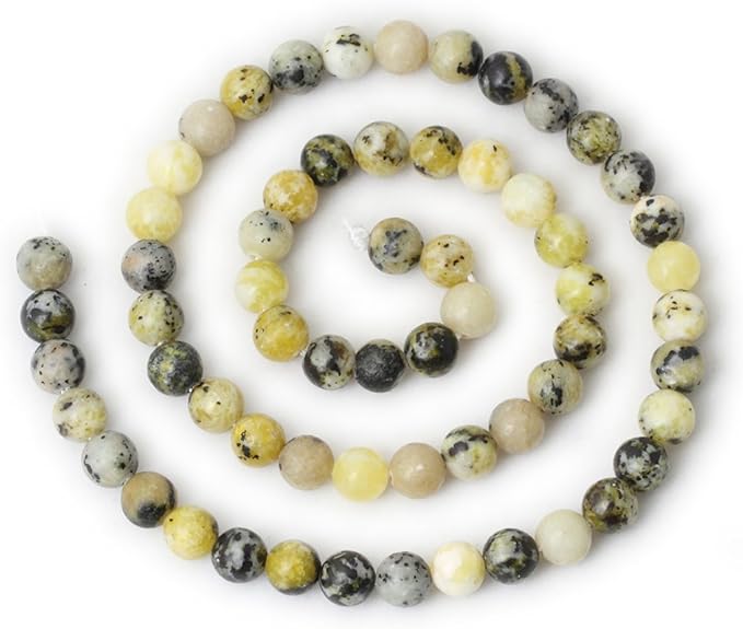 cheavian 60pcs 6mm natural yellow turquoise gemstone round loose beads stone beads for jewelry making diy materials 1 strand 15"