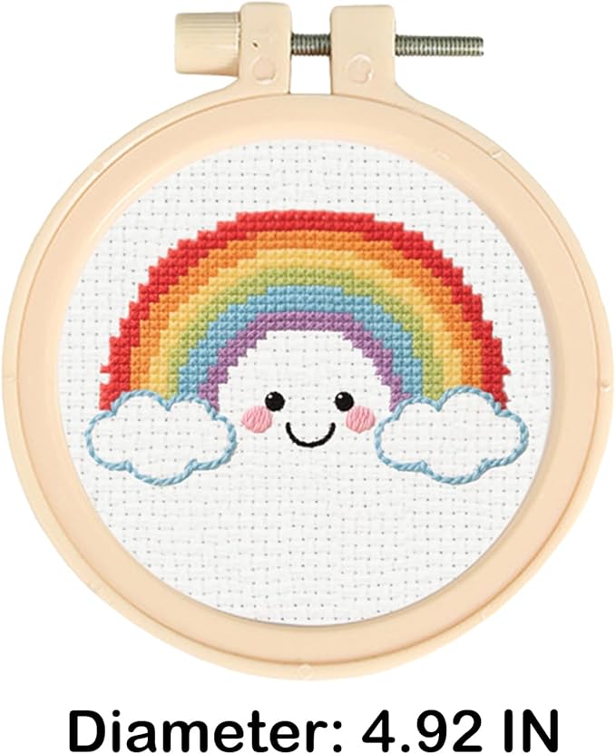 57lilina Cross Stitch Kits for Kids - 6 Set Easy Beginners Embroidery Kit for Kids, DIY Cute Pre Printed Stamped Crossstitch Needlepoint Patterns Craft for Backpack Charms, Keychains & Girls Gifts