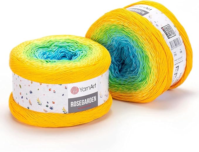 Yarn Art Flowers Rosegarden 100% Cotton 250gr 8.80 oz 1094yds Multicolor Cotton Yarn Rainbow Crochet Yarn Spring Summer (310)