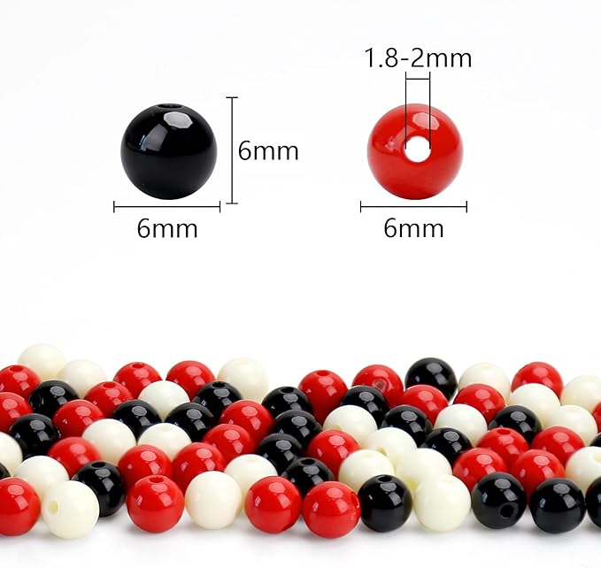 1000pcs 6mm mixed color acrylic round beads, assorted plastic gumball bubble gum beads with hole pastel loose beads bulk for jewelry diy making crafting supplies (red black series)