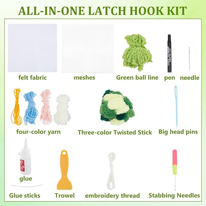 WEBEEDY Rug Hooking Coasters Kit DIY Moss Punch Needle Kit with Hook Mesh and Instruction,Needlework Crafts Latch Tapestry Kit for Beginners Home Embroidery Decor,6.7X7.9/17X20cm(Moss Landscape)