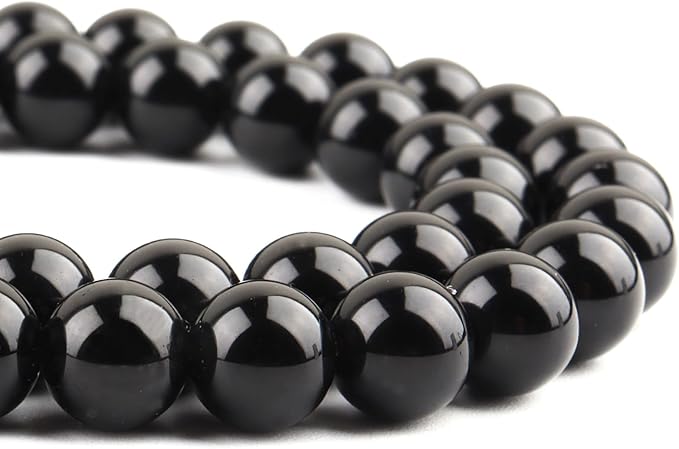 Natural Stone Beads for Jewelry Making - 6mm Gemstone Round Beads for Bracelets(58-60pcs, 6mm, 5a Black Agate)