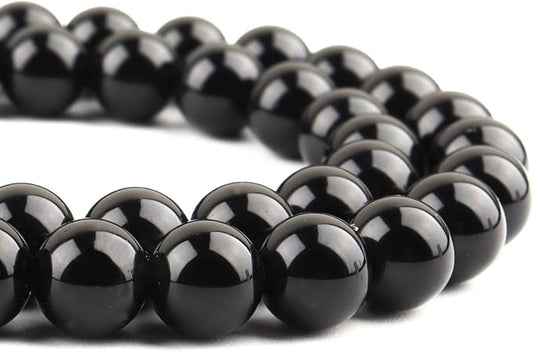 Natural Stone Beads for Jewelry Making - 10mm Gemstone Round Beads for Bracelets(35-37pcs, 10mm, 5a Black Agate)