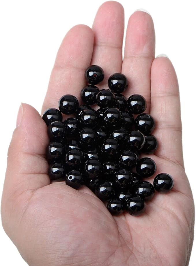bymitel 10mm natural onyx black agate round beads gemstones genuine with 90pcs diy jewelry making unisex (10mm 90pcs, black onyx)