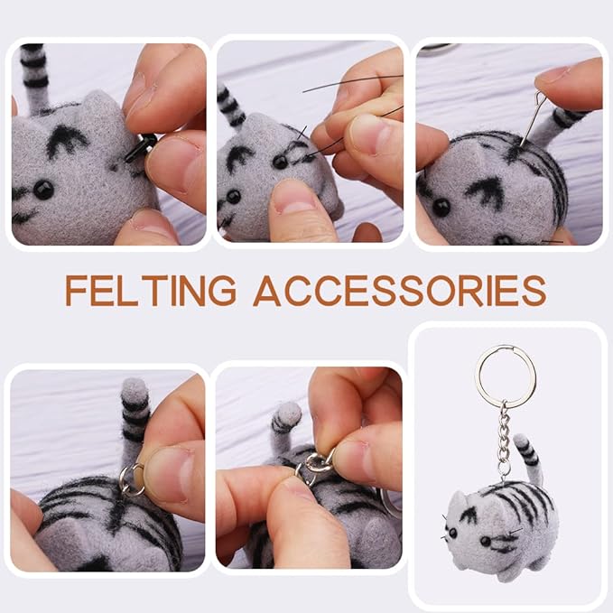 QMNNMA Felting Kit for Beginner, Animals Needle Felting Set, DIY Wool Felt Materials Set with Felting Tool and Instruction for Needle Felting Craft Project and DIY Handmade
